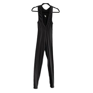 CASTELLI Men Bike One Piece Reflective Zip Ankle Long Sz M Black Riding 75-18